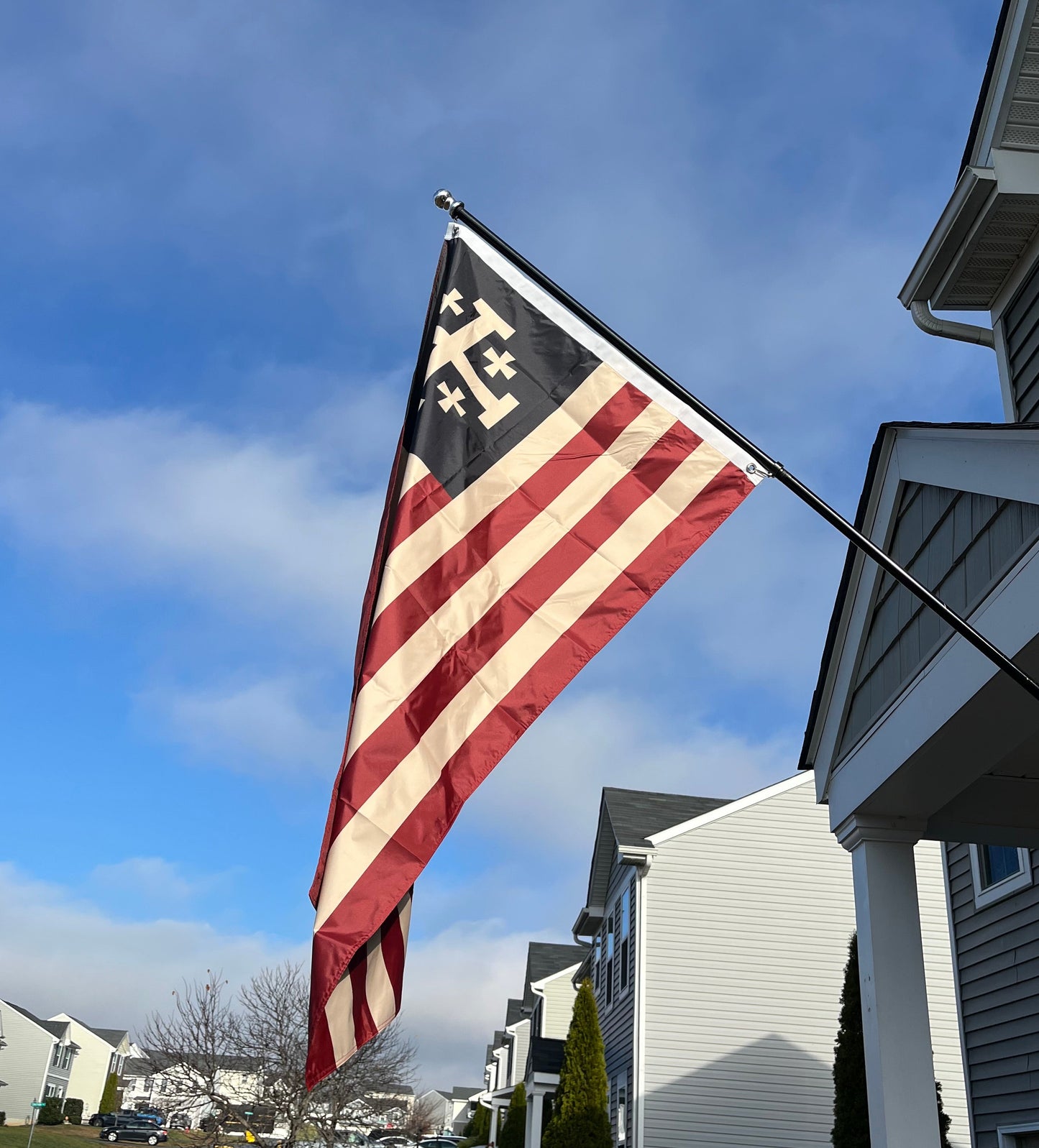 Jerusalem Cross American Flag - White