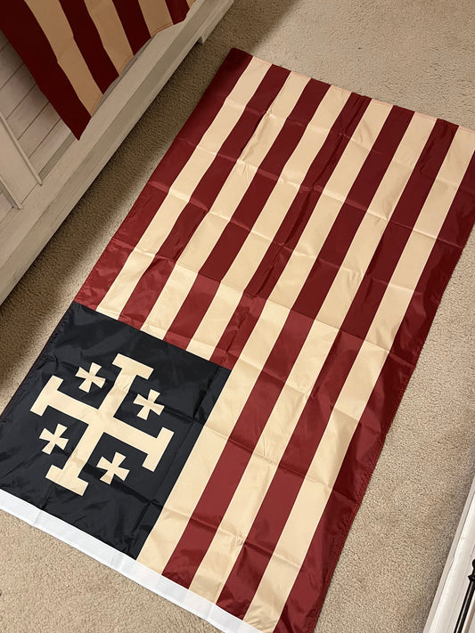 Jerusalem Cross American Flag - White
