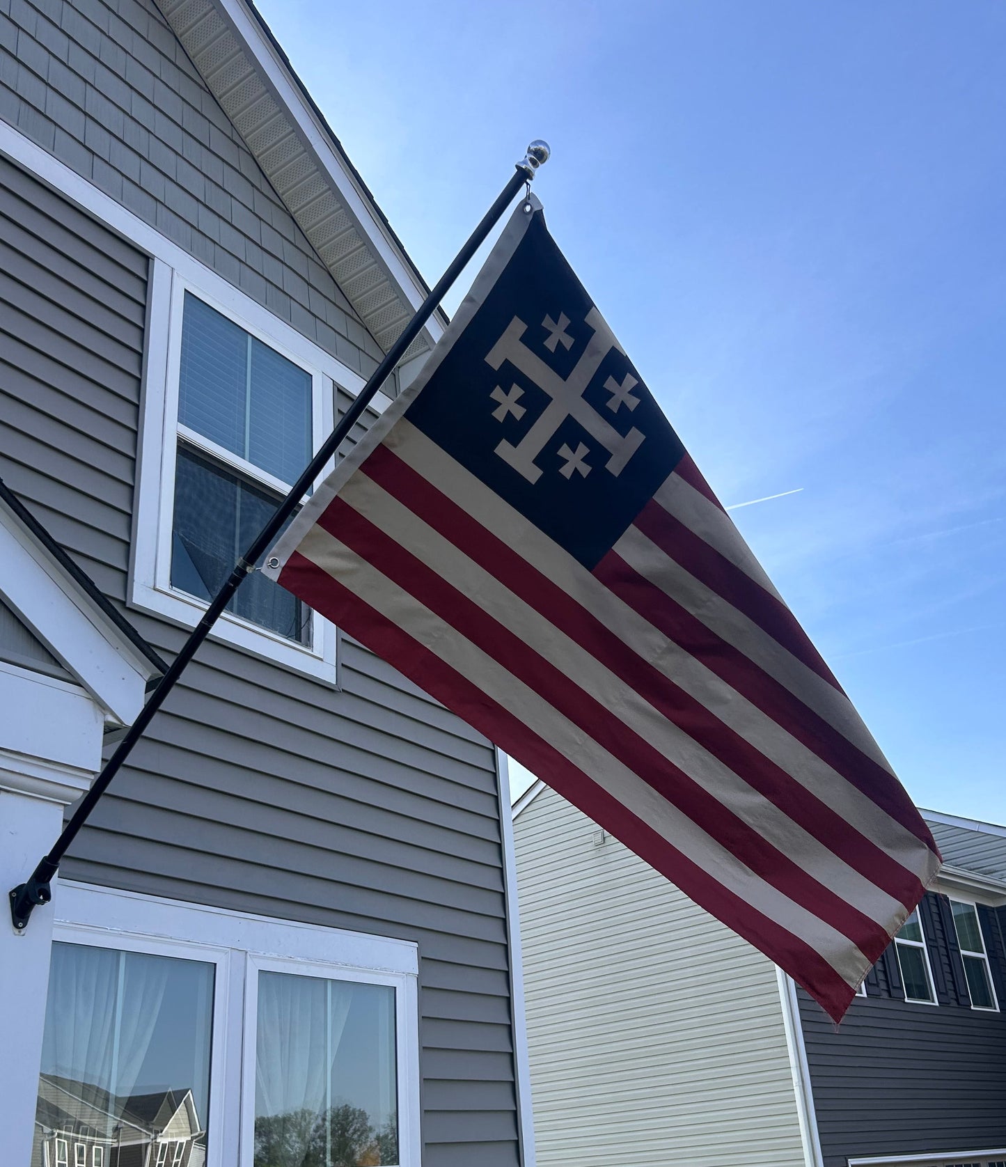 Jerusalem Cross American Flag - White