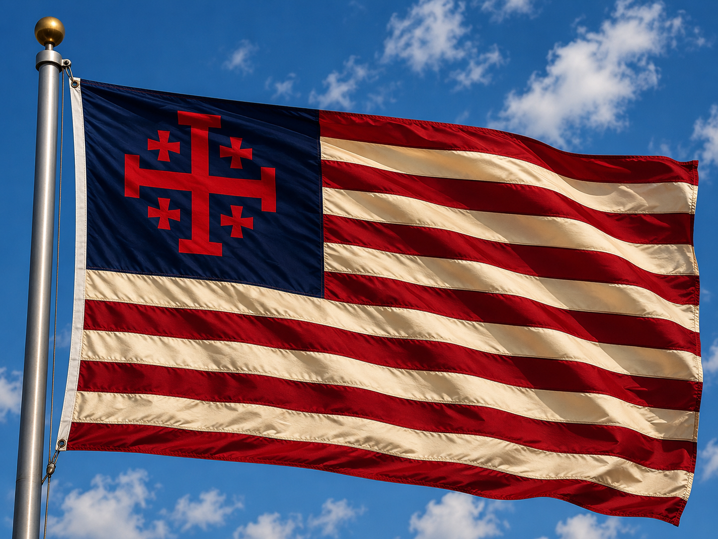 Jerusalem Cross American Flag - Red